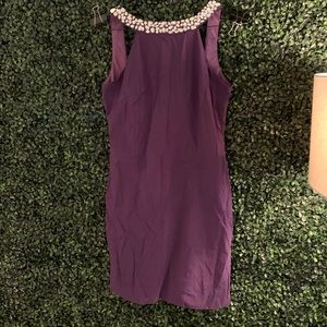 purple beaded backless dress